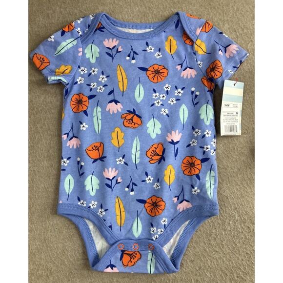 Cat & Jack Girls 3 Piece Bodysuit Set Size NB Newborn Easygoing Blue New - Picture 2 of 6